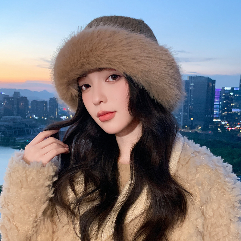帽子女款冬季防寒保暖蒙古帽百搭显脸小包头帽户外休闲毛绒水桶帽|undefined