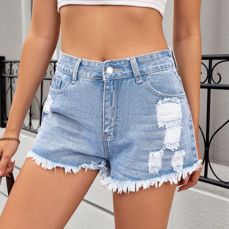 Ranking cross-border wish foreign trade women's clothing new Amazon AliExpress washed hot girls with holes in Denim shorts hot pants Ranking cross-border wish foreign trade women's clothing new Amazon AliExpress washed hot girls with holes in Denim shorts hot pants