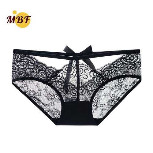 Mid-rise sexy lace lady underwear, semi-transparent mesh with hollow openings, ultra-thin invisible triangle underwear for women