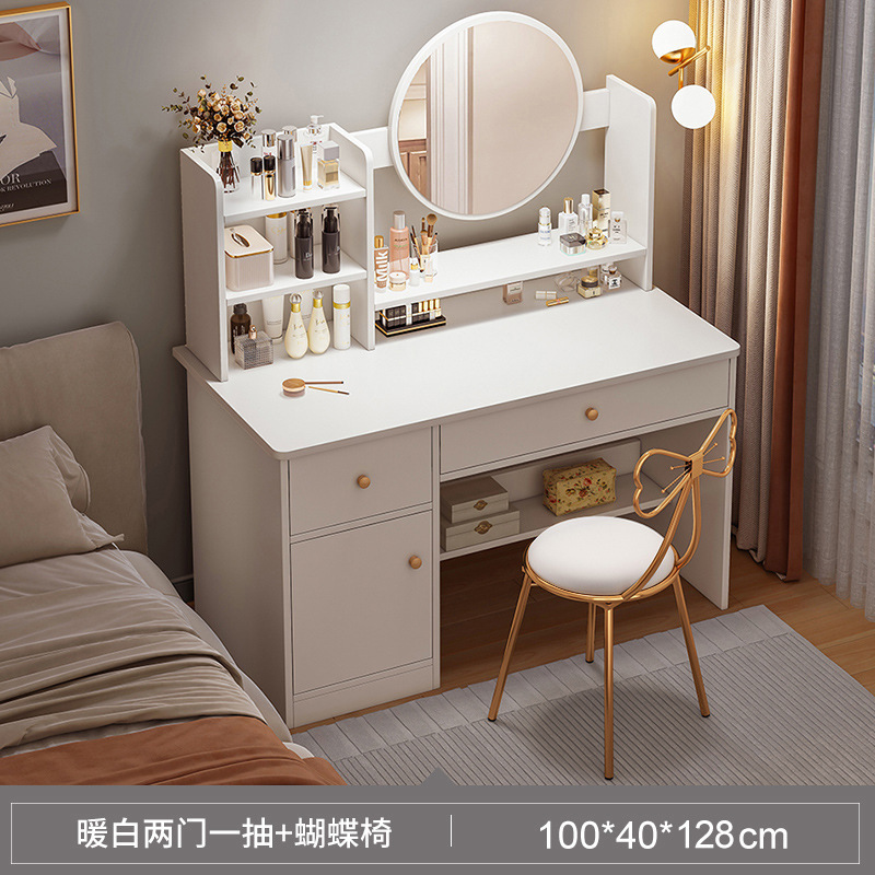 Tocador de dormitorio sencillo y moderno, pequeño gabinete de maquillaje integrado para apartamento pequeño, modelo nuevo 2024, mesa de maquillaje, tocador.