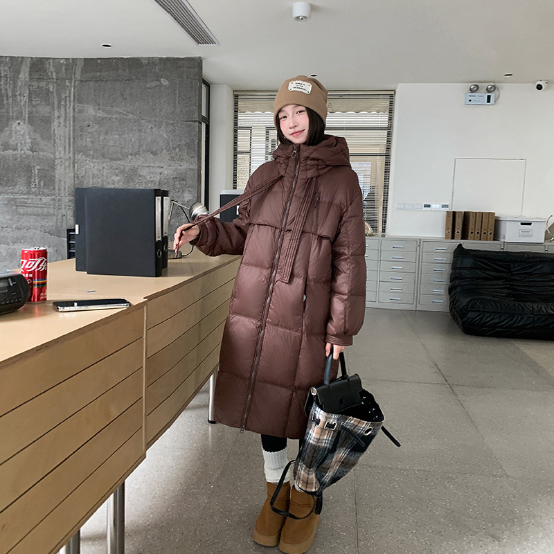 2025 ropa de invierno nueva chaqueta coreana suelta y gruesa sobre la rodilla chaqueta de moda cálida image 5