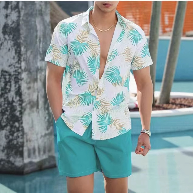 Hawaii's New Men's Shirt with Tropical Print, Vacation Casual Men's Clothing, Summer Beach Quick-Drying Short-Sleeved Shirt for Men Hawaii's New Men's Shirt with Tropical Print, Vacation Casual Men's Clothing, Summer Beach Quick-Drying Short-Sleeved Shirt for Men