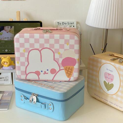 ins new cute rabbit cosmetic case girl heart portable large capacity cosmetic bag storage box travel toiletry bag