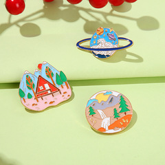 新款創意合金滴油徽章星球森林小屋星辰大海海浪個性衣配飾胸針