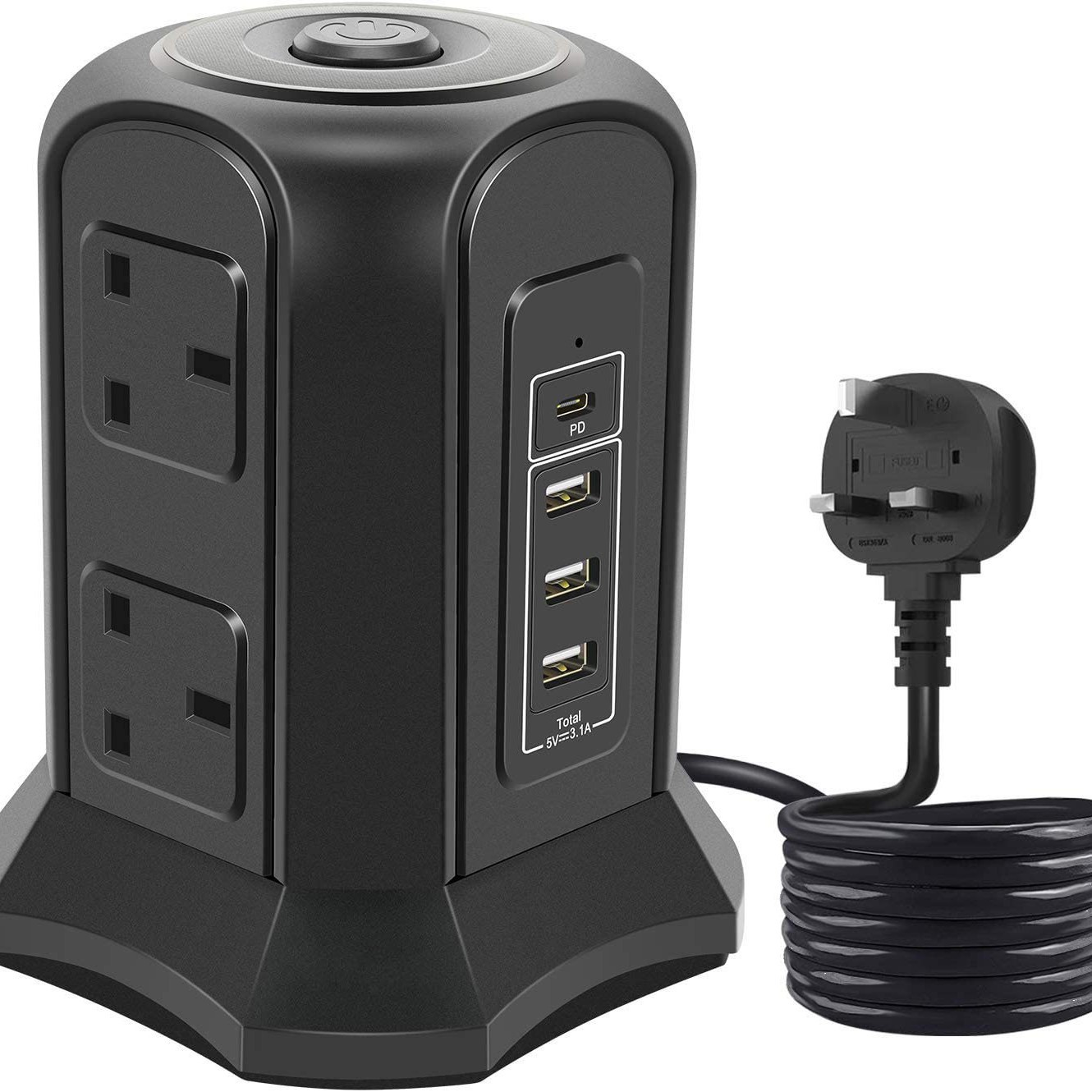 英规塔式充电插座立式插座usb充电插座多功能插座只能PD快充插座