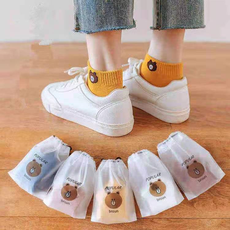 Women's Summer Bear Ankle Socks, Ins Style Women's Short Socks, Autumn and Winter College Style Low-Cut Invisible Socks, Casual Cartoon Sweat-Absorbing and Odor-Resistant