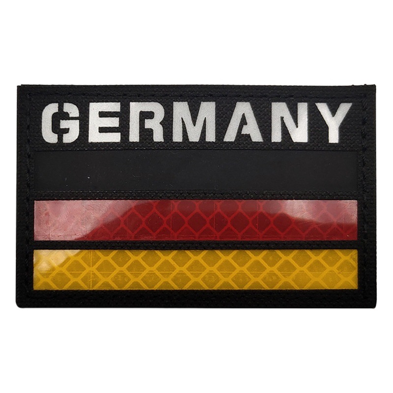 IR Alemania bandera DEU parche 9*5 brazalete de Velcro reflectante insignia bolsa al aire libre con sello