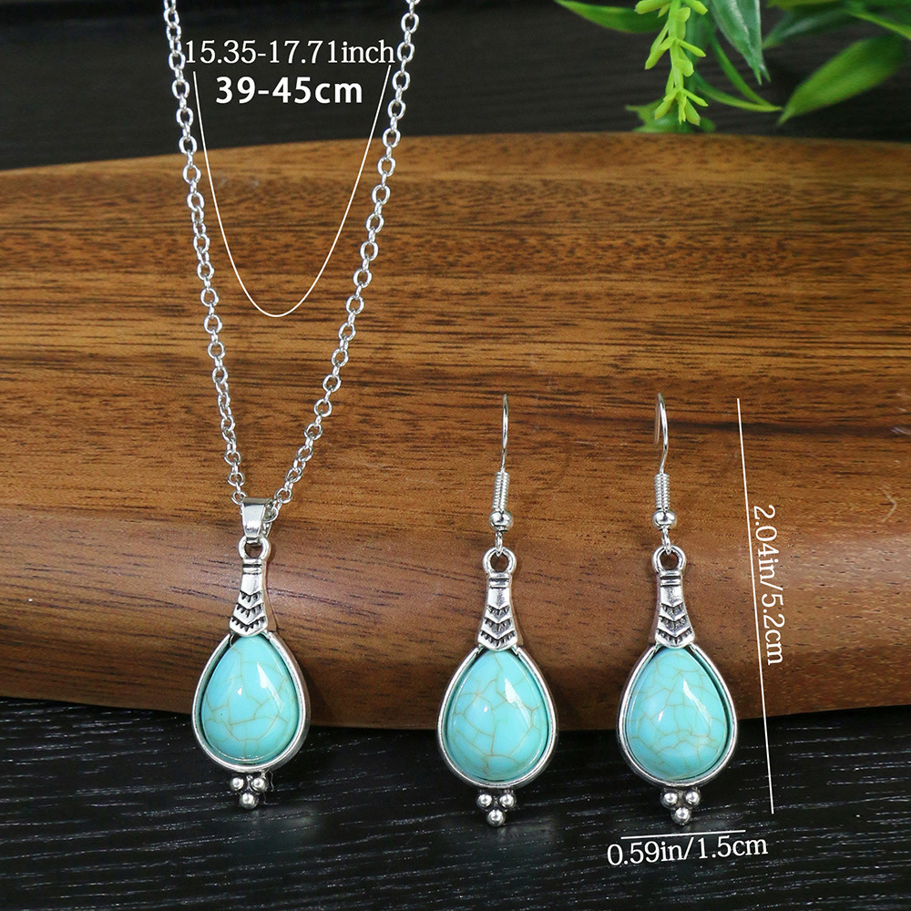 Retro Flower Alloy Turquoise Wholesale Jewelry Set display picture 3