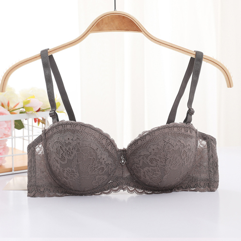 Shantou spot sujetador encaje 1/2 media taza tipo ajuste superior correa de hombro extraíble tubo superior ropa interior sujetador femenino image 9