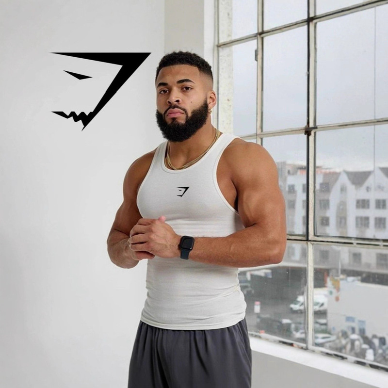 Fitness Vest Men's Sports Muscle Shark High Elastic Thread Training Breathable Sleeveless I-Shaped Large Size Men's Vest