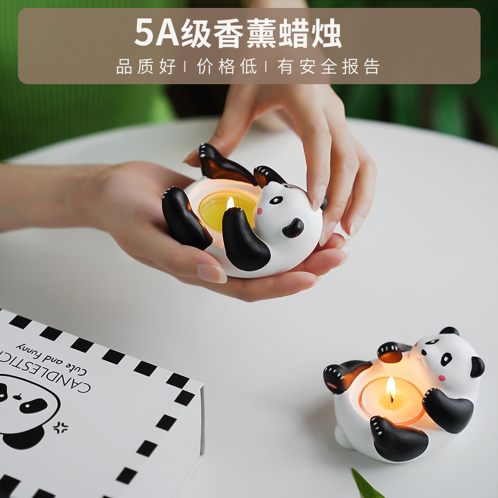 Panda candelabro aromaterapia en forma de vela cera hecha a mano lindo decoración de fragancias traje ambiente regalo de mano