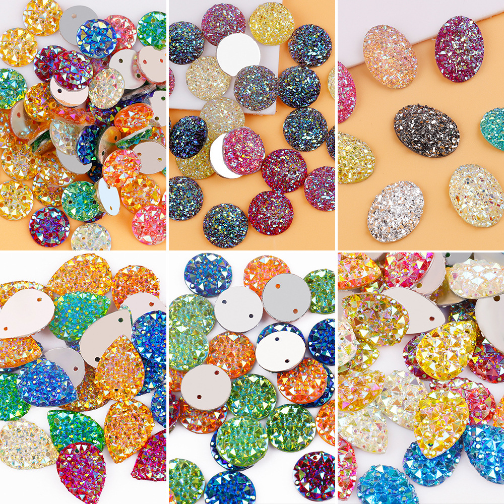 树脂闪亮菠萝钻平底鳄鱼背钻晶簇耳钉项链饰diy发夹手机壳品配件