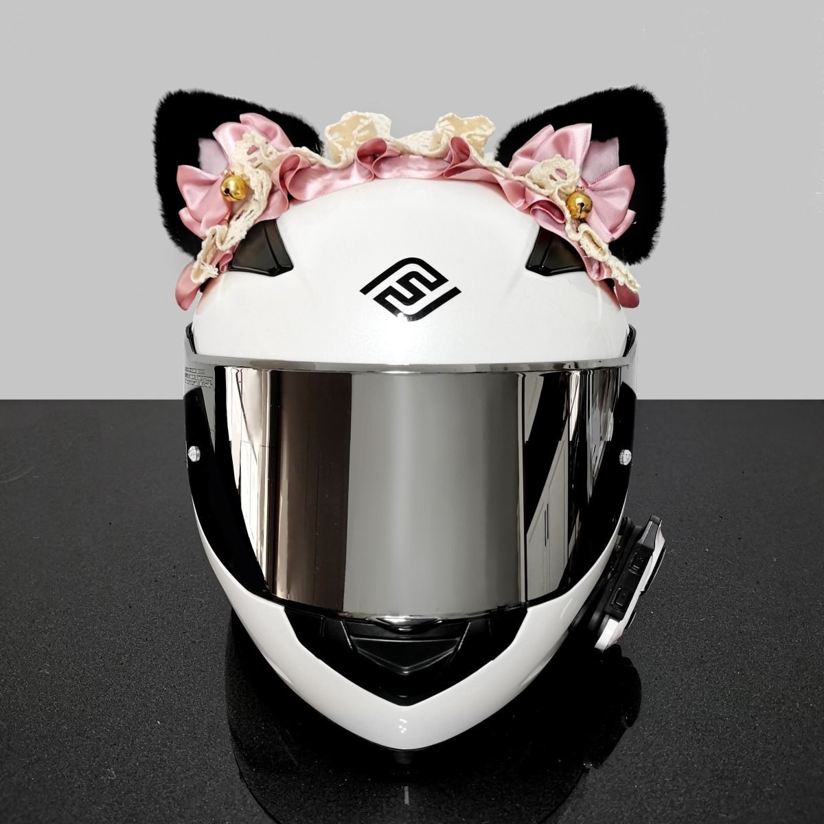 Detachable cute plush bear ears, sweet helmet decoration for girls, motorcycle female rider helmet accessory
