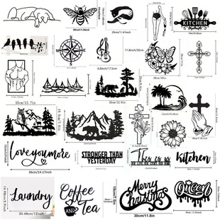 Cross-Border Popular Black Wall Decor Metal Wall Art Decoration Creative Interior Decoration Iron Silhouette