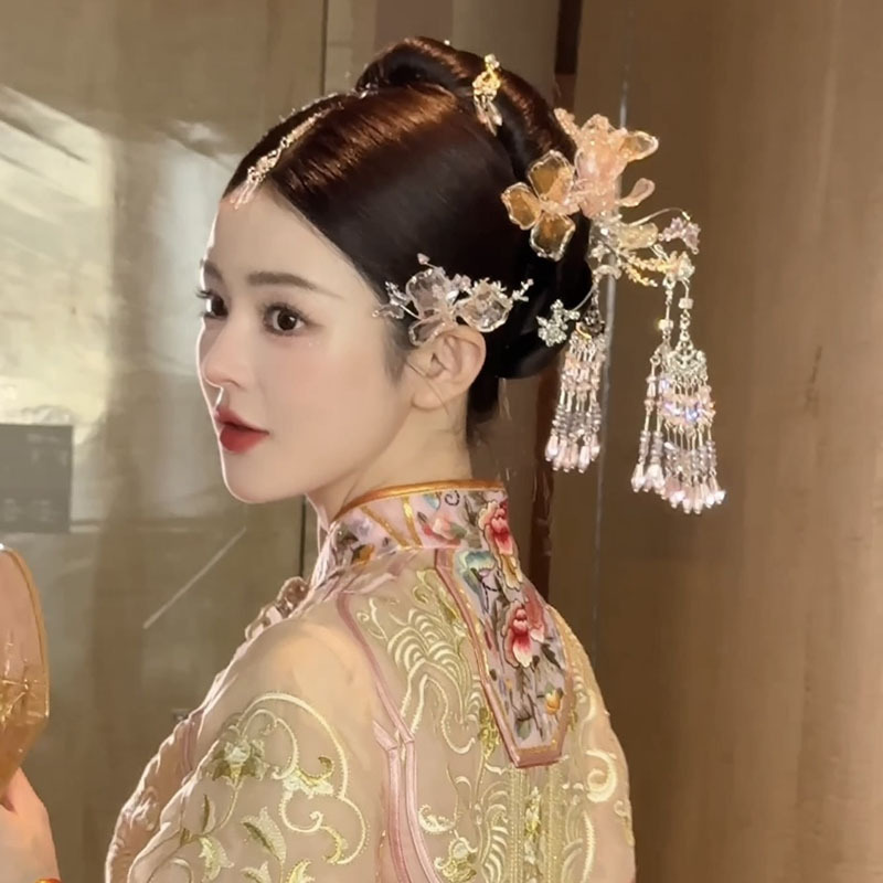 花嫁秀和頭飾り、甘い年齢軽減タッセルヘアピン、チャイナスーツ、ドレス、フォトスタジオ、写真スタイリングアクセサリー|undefined