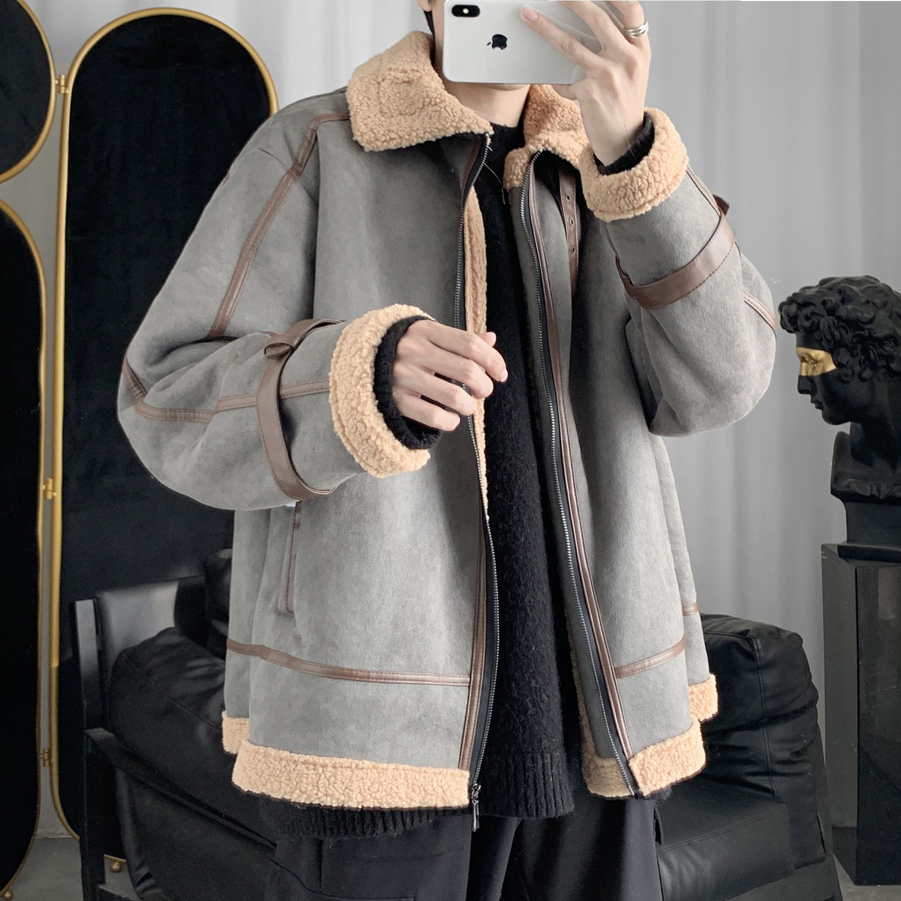 2022 Invierno nueva lana de cordero engrosada capa de algodón acolchado estilo coreano suelto de moda solapa algodón acolchado chaqueta de gamuza caliente chaqueta acolchada de algodón