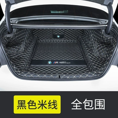 Trunk Mat — 11-2026 BMW 5 Series - full-coverage-exclusive-car-logo-black-and-beige-24-26-bmw-5-series