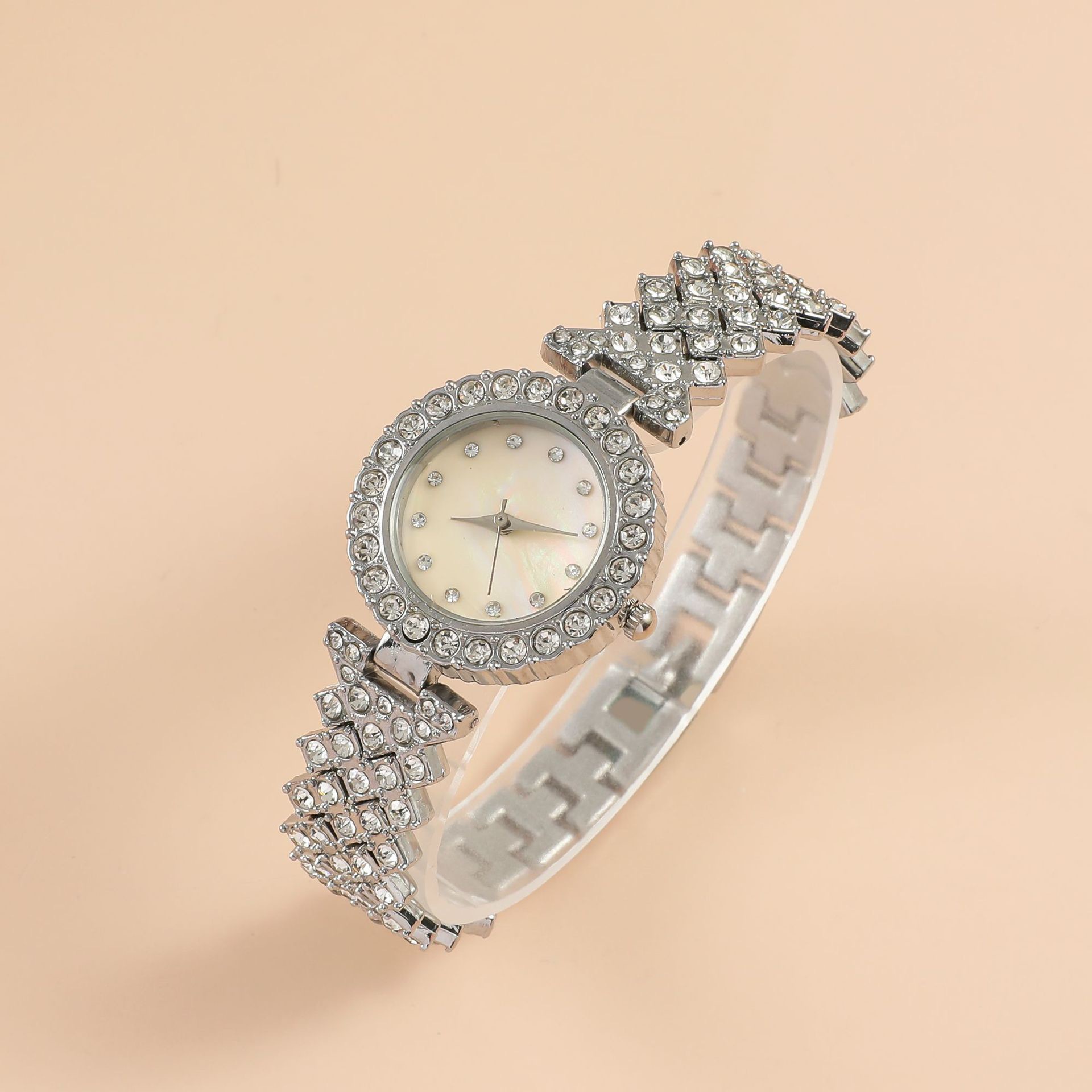 μόδα ζώνη χάλυβα διαμαντιών μικρή στρογγυλή κλίμακα στρας απλή γυναικεία ρολόγια κοστούμι_voghion.com