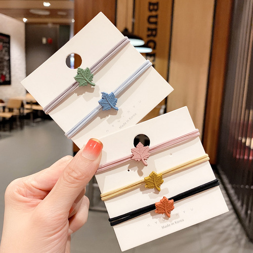 Japanese style small fresh maple leaf hair band Korean style simple hair rope girl's hair tied rubber band hair accessories headband wholesale