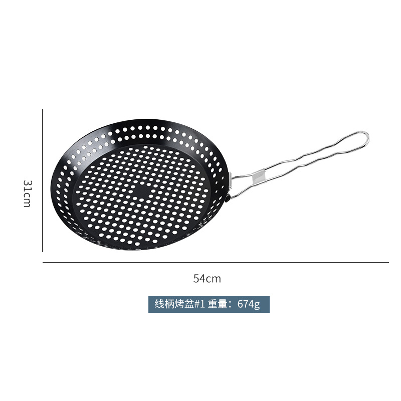 Mango plegable bandeja de barbacoa antiadherente circular hueco bandeja de barbacoa bandeja de verduras cesta de barbacoa al aire libre herramientas de barbacoa