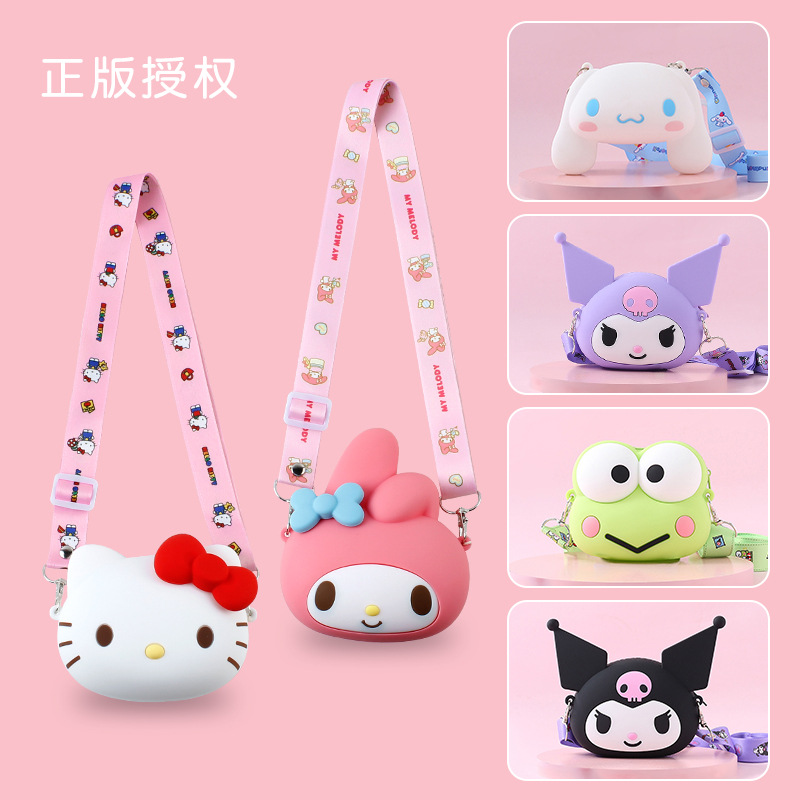 Genuine Sanrio Creative Silicone Children's Baby Coin Purse Vitality Big Head Bag Shoulder Crossbody Storage Bag