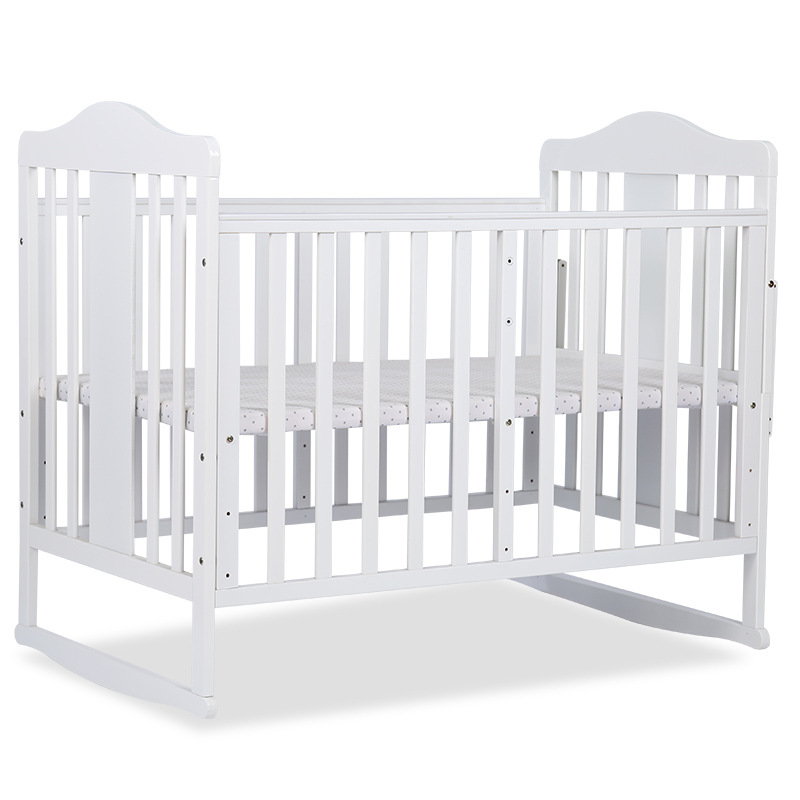 Exportación de comercio exterior de madera maciza europea multifuncional cama de valla para bebés ajustable, seguridad plegable y protección ambiental image 4