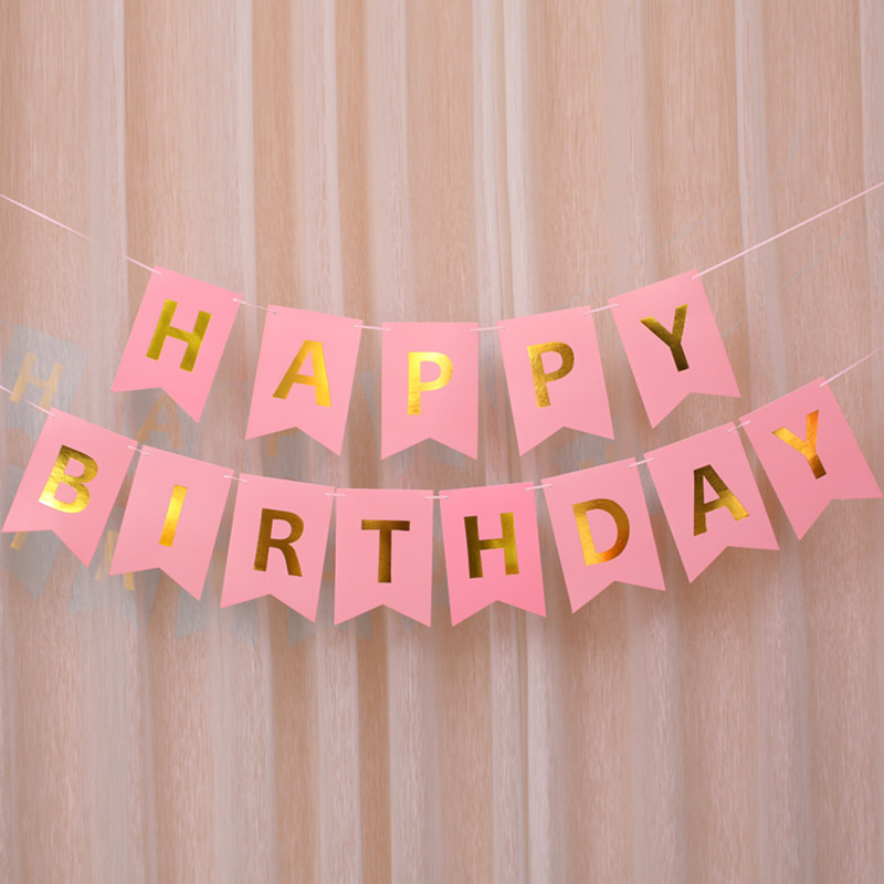 Bandera de cola de golondrina pequeña carta de cumpleaños estampada en papel banner decoración de fiesta de aniversario para niños