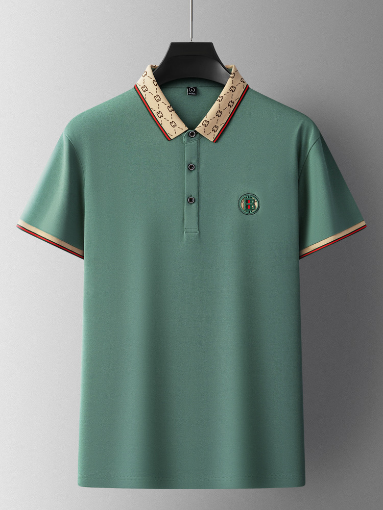 Primavera y verano nuevo estilo camiseta de manga corta cola fina gran marca comercio exterior negocios ocio papá hombre de mediana edad polo de color sólido hombre