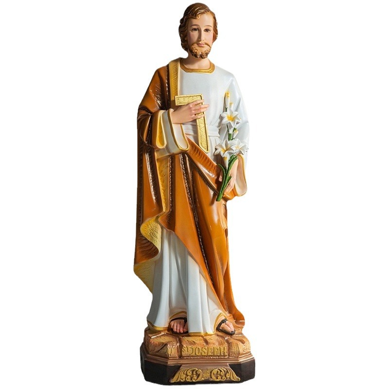100cm santos joseph ornamentos mirando la estatuilla de vidrio fibra de fibra de vidrio iglesia casa decoración figura
