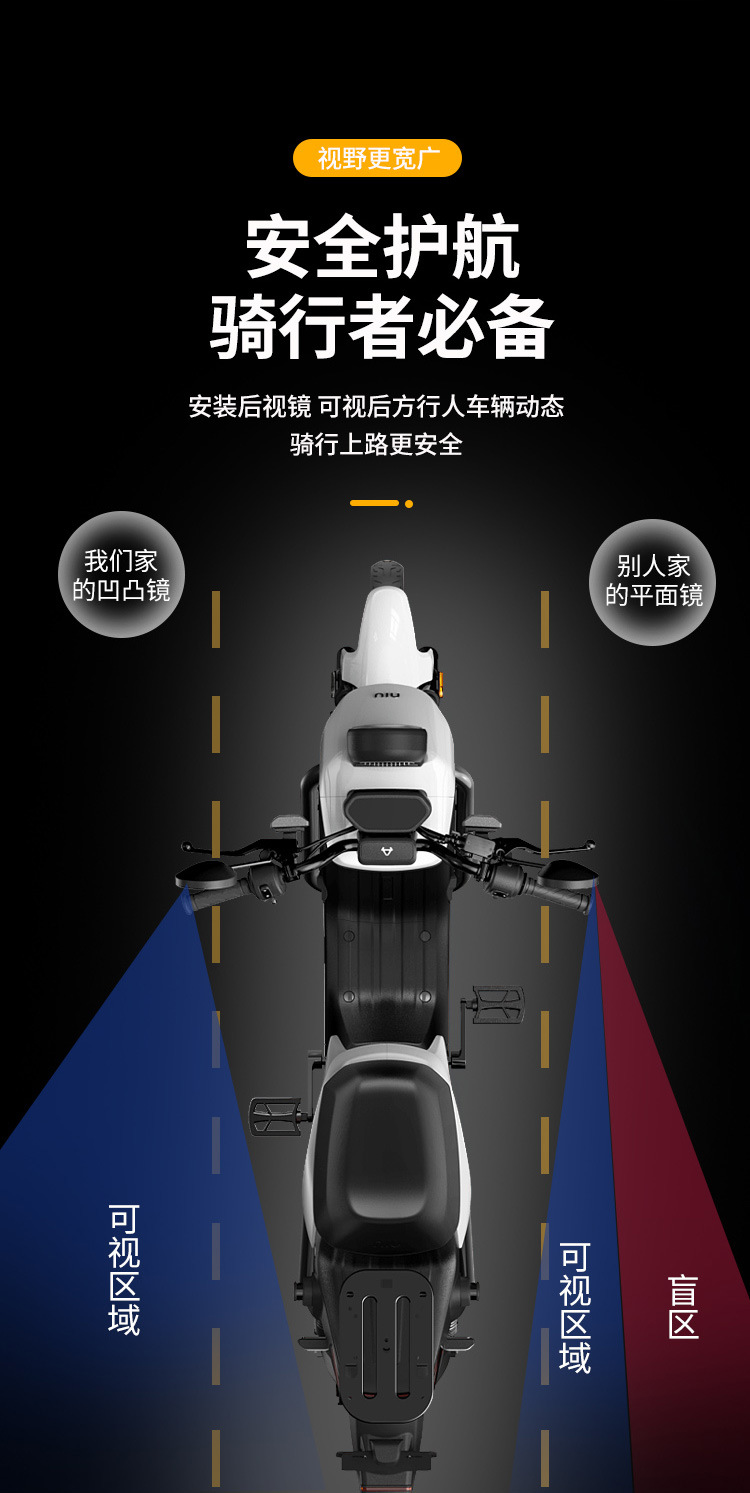 Motorcycle Rearview Mirror, Small Round Mirror, Large Field of View, Ultra-Wide Angle Electric Vehicle Blind Spot Auxiliary Mirror, Reflector, Car Reversing