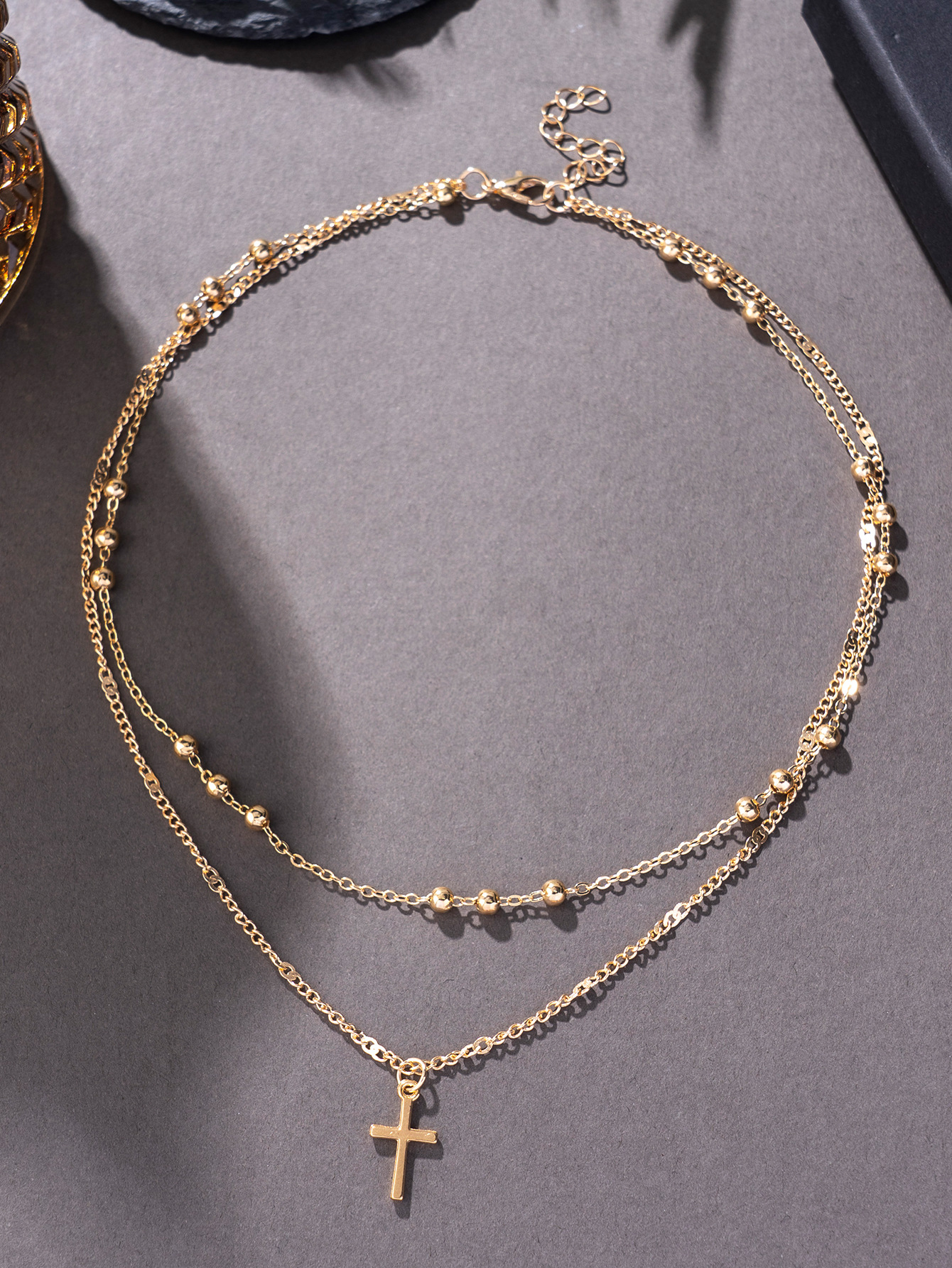 Retro Classic Style Cross Alloy Cable Chain Layered Necklaces Wholesale display picture 3