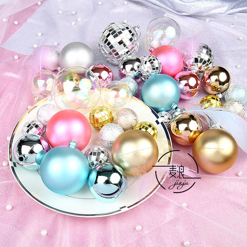 PK7J wholesale mirror surface metal colored balls transparent plastic balls cake decoration ornaments birthday celebration party baking