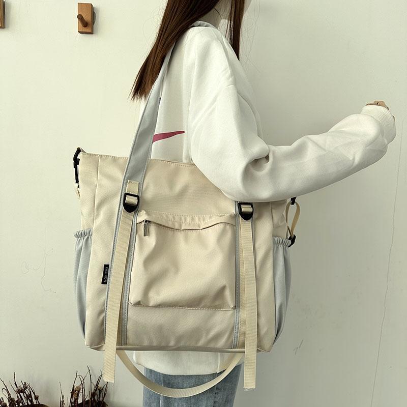 Forensen canvas tote dames grote gezichten, contrasterende kleuren, studenten, schooltassen en diagonale kruistassen zijn_voghion.com