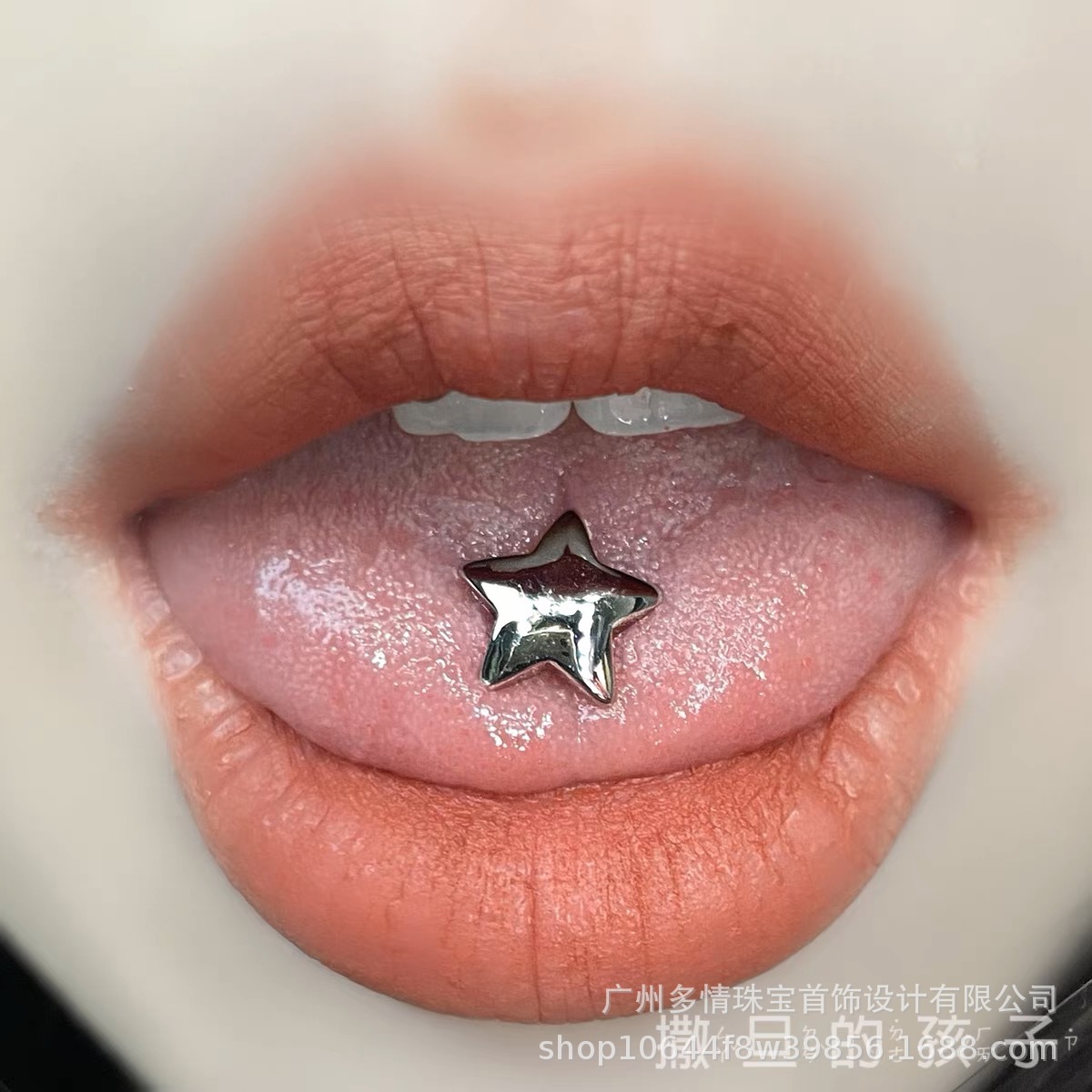 Pointed labret stud close-up product detail