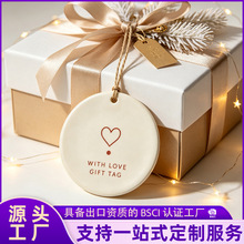 跨境新款创意圆形装饰挂牌伴手礼挂件圣诞陶瓷片吊牌定制logo