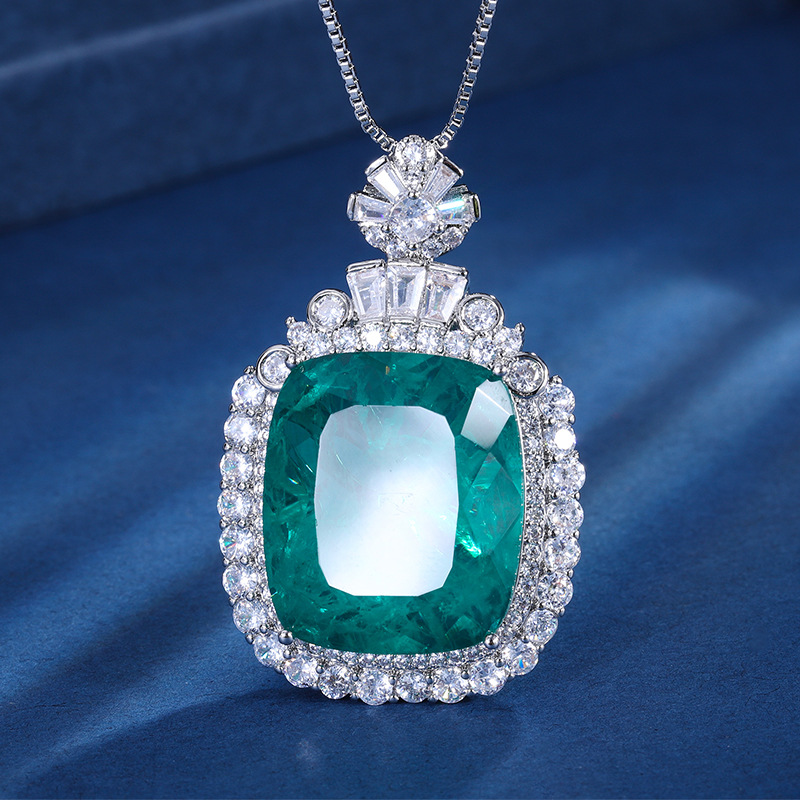 Joyas Zhuang Shengsheng Fondo de cobre chapado en oro simulación esmeralda violeta cuadrado 20*23 colgante collar joyería