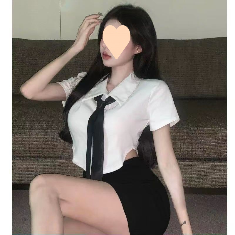 가을 세트 순수한 소원 허리 흰색 셔츠 여성용 슬림 슬리밍 스파이스 소녀 탑 긴팔 셔츠 반 엉덩이 스커트