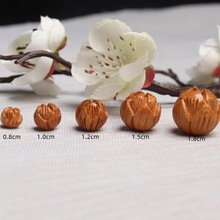 DIY配饰桃木莲花散珠雕刻0.8/1.0/1.2/1.5/1.8 l配饰