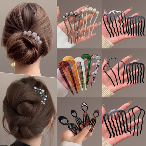 Lazy Person's Updo U-Shaped Hairpin for Women: Elegant, High-End Hair Comb to Secure Perfectly Styled Buns—Back-of-Head Hairpins & Headwear
