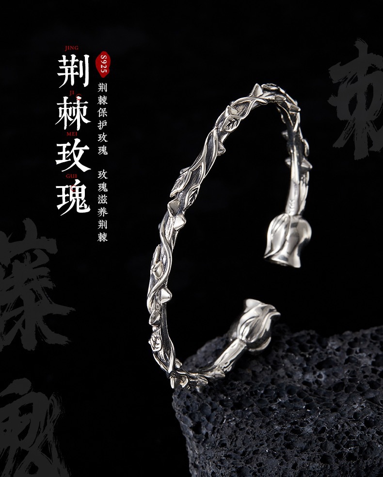 2023 Cruz-frontera de los hombres tejidos giro pulsera personalizada colección nueva europea y americana retro pulsera abierta al por mayor