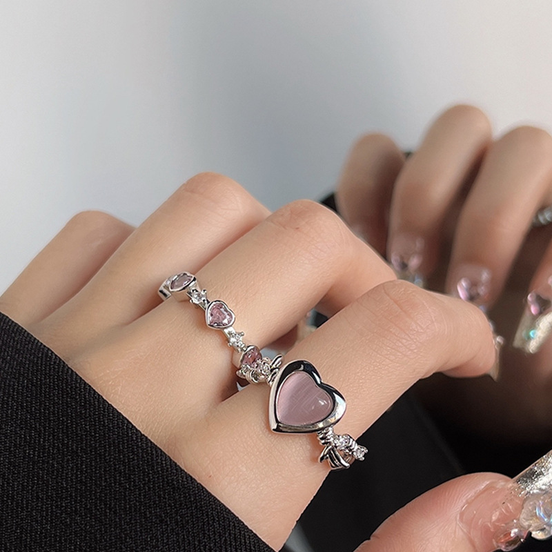 10g Weight Zircon Inlay Material Open Ring Classification Adjustable Ring Size 1 Piece Quantity Daily Occasion Copper Material Heart Shape Pattern Women'S Gender Inlay Design Fashion Style 1 Piece Fashion Heart Shape Copper Inlay Zircon Open Ring 10