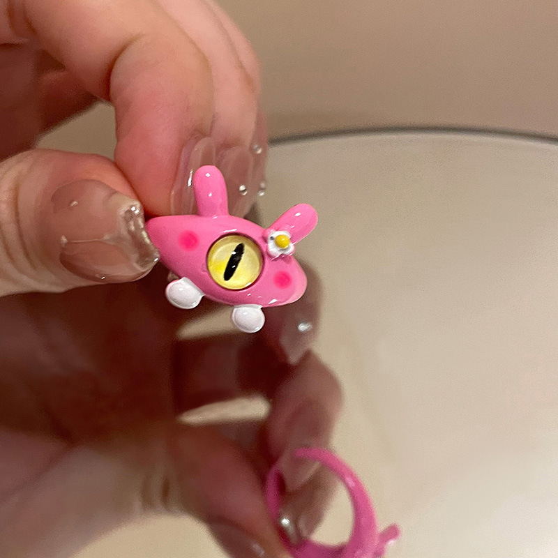 Children's Fun Cute Cat Monster Ring Women's Fashion Opening Adjustable Diet Ring Internet Popular Girlfriend Personalized Ring