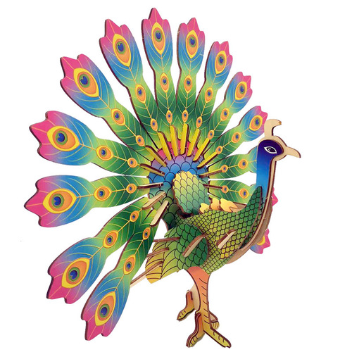 Cute cartoon animals diy building blocks three-dimensional puzzle children's handmade wooden assembly model stall toys