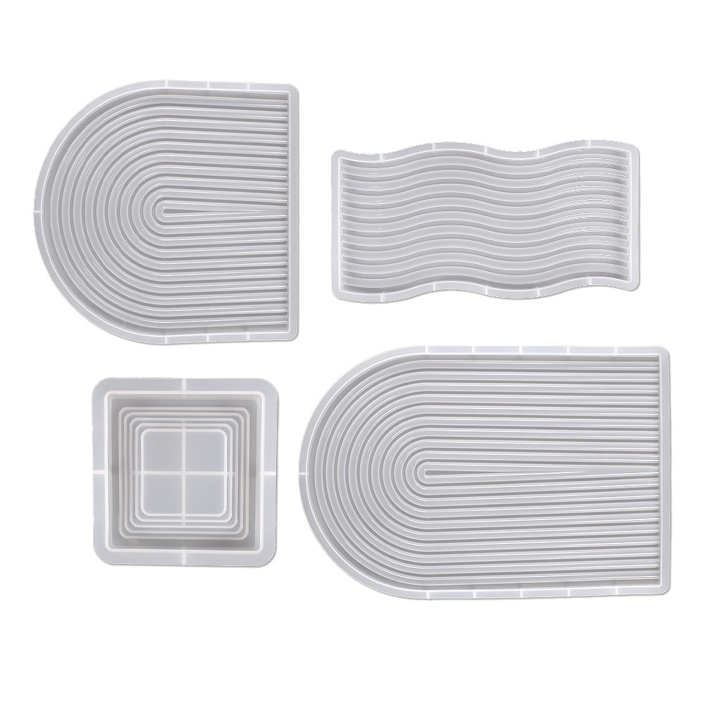 Diy cristal epoxi yeso decoración placa colocación arco onda terraza bandeja de almacenamiento molde de silicona en stock