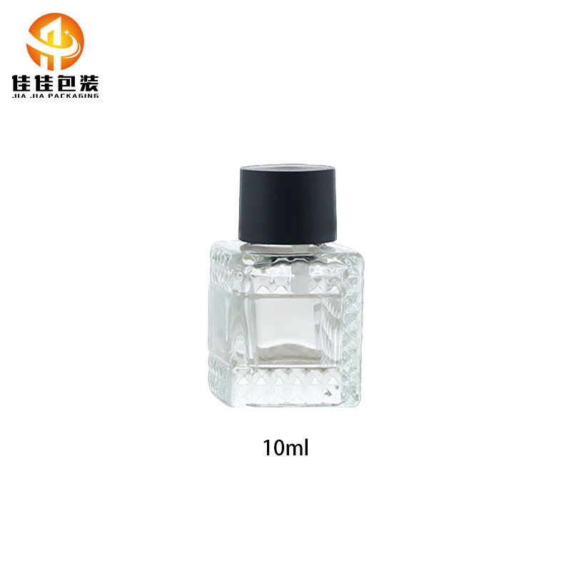 10ml 가벼운 병 + 무광 검정색 캡, 투명, 유리