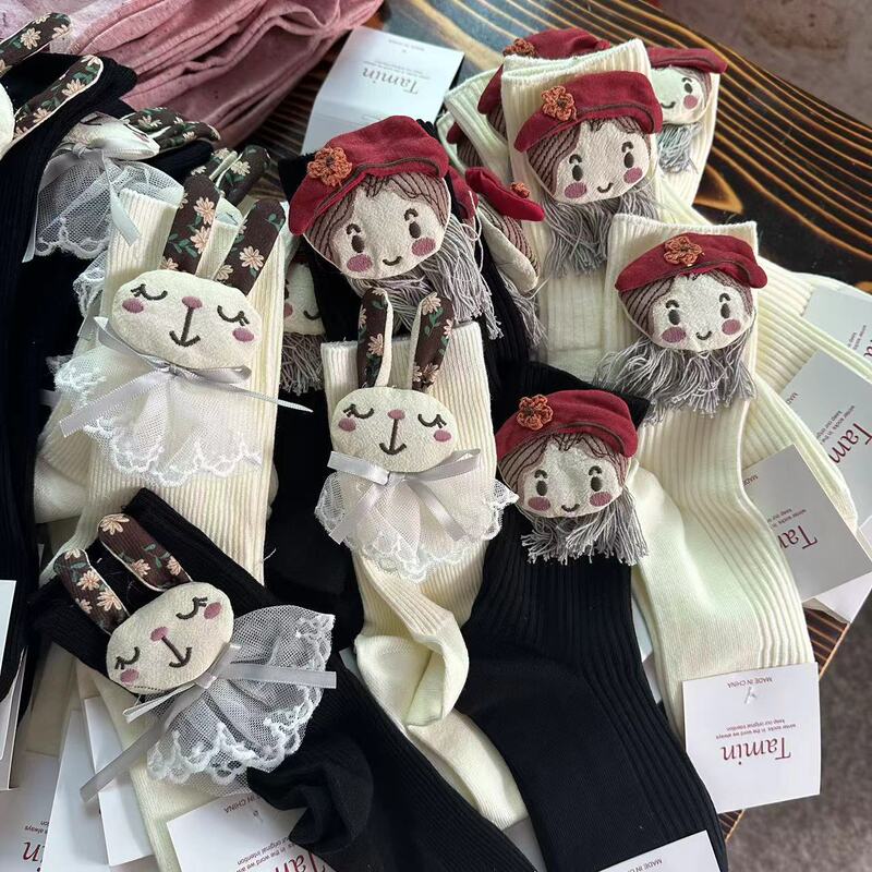 Double Needle Cute Detachable Unilateral Doll Girl Rabbit Women Socks