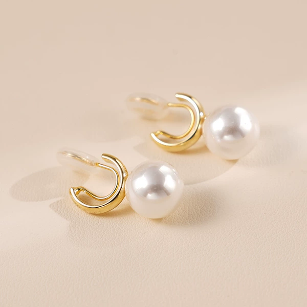 Golden mosquito coil, ear clips, 16 carat white gold