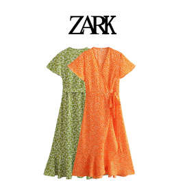 ZARK 欧美新款时尚气质潮流显瘦雏菊水印连衣裙 跨境外贸女装批发