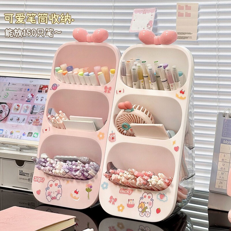 Slanted Pen Holder Large Capacity Marker Pen Student Desktop Storage Box Office Workstation Desk Stationery Storage