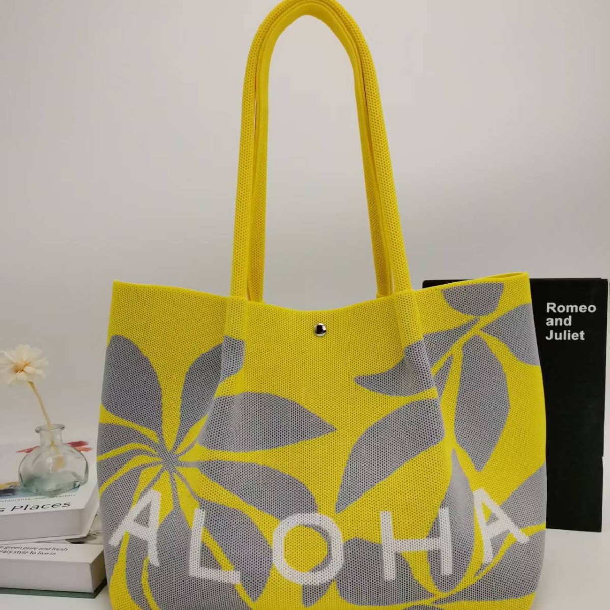 Hawaiian Flower Woven Tote Bag for Women, Large Capacity Handbag, Summer Vacation Beach Bag, New Style